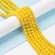 Natural White Jade Round Bead Strands, Dyed, Gold, 6mm, Hole: 1mm, about 68pcs/strand, 15.7 inch(G-P070-29-6mm)