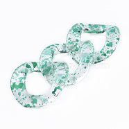 Transparent Acrylic Linking Rings, Quick Link Connectors, for Curb Chains Making, Twist Oval, Medium Sea Green, 40x33x10mm, Inner Diameter: 19x23mm(OACR-N009-015A-B09)