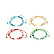Gradient Color Faceted Glass Beaded Braided Bracelets, for Adjustable Link Bracelet Making, Mixed Color, 9-7/8x1/4 inch(25x0.6cm), Hole: 3.5mm(AJEW-JB01148)
