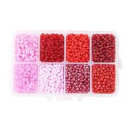 1 Box 8/0 Glass Seed Beads Round  Loose Spacer Beads, Red, 3mm, Hole: 1mm, about 4200pcs/box(SEED-X0050-3mm-07)