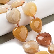 Natural Topaz Jade Beads Strands, Heart, with Seed Beads, 19~19.5x20x10mm, Hole: 1.5mm, about 17pcs/strand, 15.75 inch(40cm)(G-C150-A31-01)