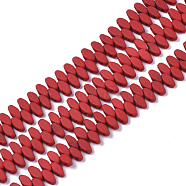 Spray Painted Non-magnetic Synthetic Hematite Multi-Strand Links, for Tile Elastic Bracelets Making, Oval, Red, 5x2.5x2mm, Hole: 0.9mm, about 250~253pcs/strand, 16.54 inch(42cm)(G-R468-05-07)