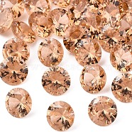 Cubic Zirconia Charms, Faceted, Flat Round, Sandy Brown, 6x3.5mm, Hole: 0.8mm(X-ZIRC-N033-B-06)
