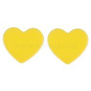 Translucent Cellulose Acetate(Resin) Pendants, Solid Color, Heart, Yellow, 38x41x2mm, Hole: 1.4mm(KY-T040-31C)