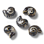 Handmade Porcelain Beads, Snail, Coffee, 20~21x16~17x9~10.5mm, Hole: 3mm(PORC-L080-F03)