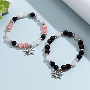 2Pcs 2 Colors Glass Beaded Bracelets Set, Stackable Bracelets with Spider Charms for Halloween(CL3368)