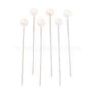 Ball Head Pins, Corsage Pins/Dress-making Pins, Iron Needles, White, 37mm, Pin: 1mm, Ball: 4mm, about 600pcs/boxes(NEED-D002-1)