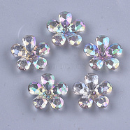 Transparent Acrylic Bead Caps, AB Color, Faceted, 5-Petal, Flower, Slate Gray, 23x22x7mm, Hole: 1.8mm, about 380pcs/500g(TACR-T007-05F)