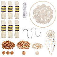 DIY Decorations Making Kits, Including Polypropylene Fiber Ribbons, Bamboo Circle Cross Stitch Hoop Ring, Cotton String Threads, Wood Beads, Cotton Lace Cup Coasters, Stainless Steel S-Hook Clasps, Mixed Color(DIY-NB0001-93)