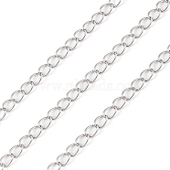 Rhodium Plated 925 Sterling Silver Curb Chains, Soldered, Platinum, 3.5x2.5x1mm(STER-E072-01P-01)