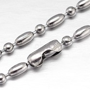 304 Stainless Steel Ball Chain Necklaces, Collar Necklaces, Rice and Round, Stainless Steel Color, 8 inch(20.5cm), Rice: 4x2mm(CHS-O004-A-2mm)