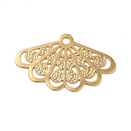 Brass Pendants, Real 18K Gold Plated, Fan, 14.5x23.5x0.5mm, Hole: 1.6mm(KK-O100-10G)