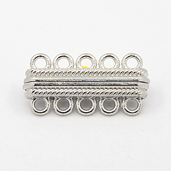 Alloy Magnetic Clasps, with 10 Holes, Rectangle, Platinum, 33x17x7.5mm, Hole: 2.5mm(X-PALLOY-E281-P)