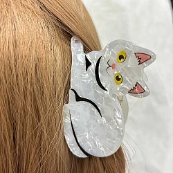 PVC Plastic Claw Hair Clips, Cat Shape, White, 85x50mm(PW-WG95411-06)