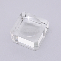 Glass Crystal Ball Stand, Square, Clear, 34x34x18mm(ODIS-WH0007-07C)