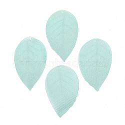 Polyester Organza Fabric Big Pendants, For DIY Jewelry Making Crafts, Leaf, Aquamarine, 40x23mm, Hole: 0.5mm(FIND-S322-001A-03)