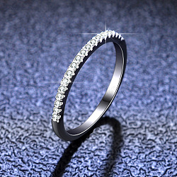 Rhodium Plated 925 Sterling Silver Micro Pave Cubic Zirconia Plain Band Rings, Platinum, US Size 5 3/4(16.3mm)(WGF7D9C-15)