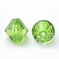 Transparent Acrylic Beads, Bicone, Lime Green, 6x5.5mm, Hole: 1.5mm, about 6120pcs/500g(TACR-S146-6mm-13)