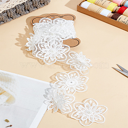 1 Yard Organza Lace Trim with Resin Imitation Pearl Beads, with Cardboard Display Card, White, 2-3/8 inch(60mm)(OCOR-LP0004-35)