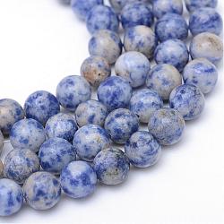Round Dyed Natural Blue Spot Jasper Bead Strands, 4~5mm, Hole: 1mm; about 95pcs/strand, 15.7inches(G-R345-4mm-14)
