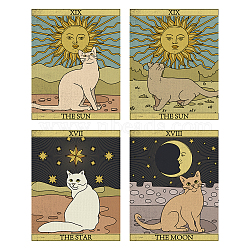 Tarot Tapestry, Polyester Bohemian Astrology Wall Tapestry, for Bedroom Living Room Decoration, Rectangle, Cat Shape, 500x400mm, 4pcs/set(AJEW-WH0521-03)