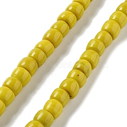 Handmade Lampwork Beads, Column, Gold, 10.5~11x8~8.5mm, Hole: 3.5mm, about 80pcs/strand, 25.39''(64.5cm)(LAMP-Z008-11D)