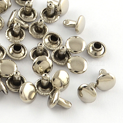 Iron Flat Wooden Box Pull Handle Knobs, Platinum, 7x7mm, Pin: 2mm, 7x3mm, Hole: 2.5mm, about 10000sets/bag(IFIN-R203-71P)