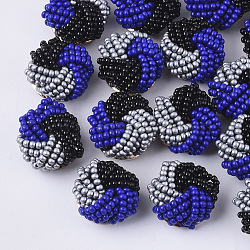 Glass Seed Beads Cabochons, Cluster Beads, with Golden Plated Iron Perforated Disc Settings, Flower, Colorful, 19~20x10~12mm(FIND-S321-04B)