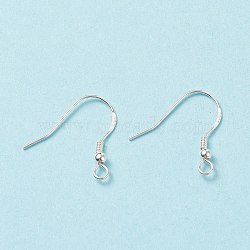 Sterling Silver Earring Hooks, Silver, 18x17~19mm, Hole: 2mm, Pin: 0.6mm(X-STER-G011-16)