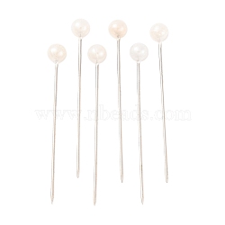 Ball Head Pins, Corsage Pins/Dress-making Pins, Iron Needles, White, 37mm, Pin: 1mm, Ball: 4mm, about 600pcs/boxes(NEED-D002-1)