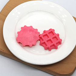 PVC Waffle, Imitation Food, Play Food, for Dollhouse Accessories, Pretending Prop Decorations, Cerise, 46x45x8mm(DJEW-WH0015-62C)