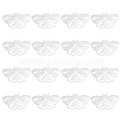 16Pcs 201 Stainless Steel Pendants, Laser Cut, Moth, Stainless Steel Color, 20.5x36x1mm, Hole: 1.6mm(STAS-DC0010-82)