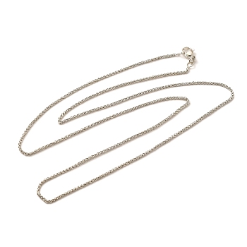 1.5mm Rack Plating Brass Wheat Chain Necklaces for Women Men, Cadmium Free & Lead Free, 901 Stainless Steel Clasp, Long-Lasting Plated, Platinum, 23.62 inch(60cm)