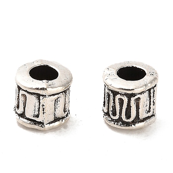Tibetan Style Alloy Beads, Large Hole Beads, Cadmium Free & Lead Free, Column, Antique Silver, 5.5x5mm, Hole: 2.7mm, about 2127pcs/1000g
