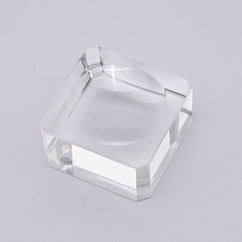 Glass Crystal Ball Stand, Square, Clear, 34x34x18mm