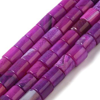Natural Quartz Beads Strands, Dyed, Column, Purple, 7x6mm, Hole: 1.2mm, about 63pcs/strand, 15.35''(39cm)