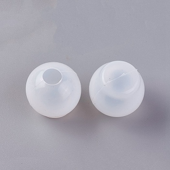 Silicone Molds, Resin Casting Molds, For UV Resin, Epoxy Resin Jewelry Making, Round, Sphere Mold, White, 29x27mm, Hole: 10mm