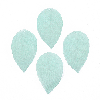 Polyester Organza Fabric Big Pendants, For DIY Jewelry Making Crafts, Leaf, Aquamarine, 40x23mm, Hole: 0.5mm