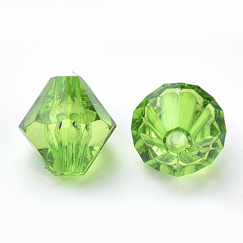 Transparent Acrylic Beads, Bicone, Lime Green, 6x5.5mm, Hole: 1.5mm, about 6120pcs/500g