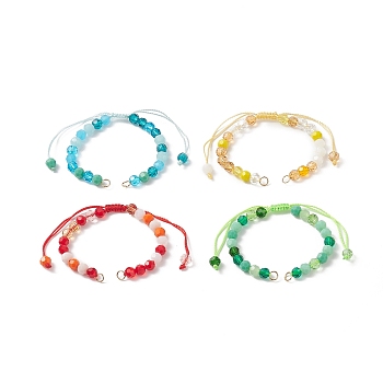 Gradient Color Faceted Glass Beaded Braided Bracelets, for Adjustable Link Bracelet Making, Mixed Color, 9-7/8x1/4 inch(25x0.6cm), Hole: 3.5mm