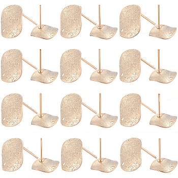 40Pcs Brass Stud Earrings Findings, Golden, 12x12mm, Hole: 1.2mm, 40pcs/set