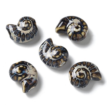 Handmade Porcelain Beads, Snail, Coffee, 20~21x16~17x9~10.5mm, Hole: 3mm