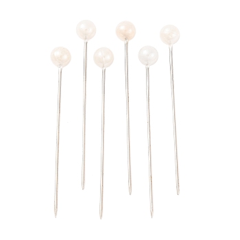 Ball Head Pins, Corsage Pins/Dress-making Pins, Iron Needles, White, 37mm, Pin: 1mm, Ball: 4mm, about 600pcs/boxes