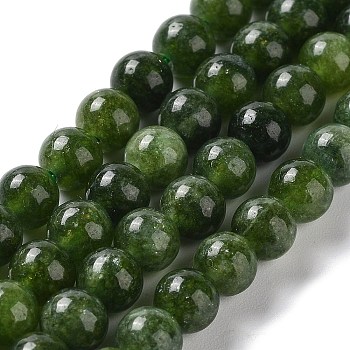 Dyed Natural Malaysia Jade Beads Strands, Round, Green, 6mm, Hole: 1mm, about 31pcs/strand, 7.48 inch(19cm)