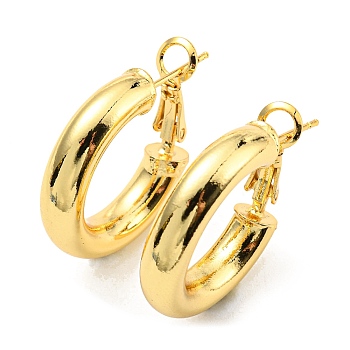 Rack Plating Brass Hoop Earring, Cadmium Free & Lead Free, Real 18K Gold Plated, 24x24x5mm