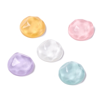 Resin Decoden Cabochons, Water Ripple Decoden Cabochons, Faceted, Imitation Jelly, Half Round, Mixed Color, 19x8mm