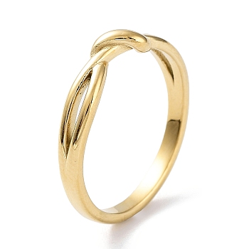 Ion Plating(IP) 304 Stainless Steel Hollow Finger Rings, Real 18K Gold Plated, US Size 7 1/4(17.5mm)