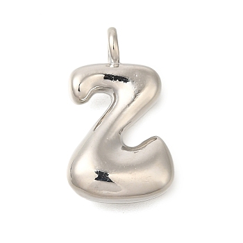 Rack Plating Brass Pendants, Cadmium Free & Lead Free, Letter A~Z Charms, Letter Z, 23x13.5x5mm, Hole: 3.5mm