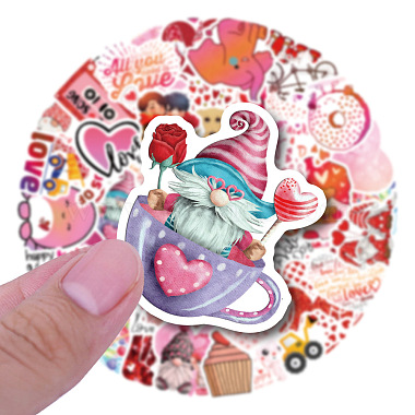50Pcs Valentine's Day Theme PVC Cartoon Stickers(PW-WG84874-01)-3