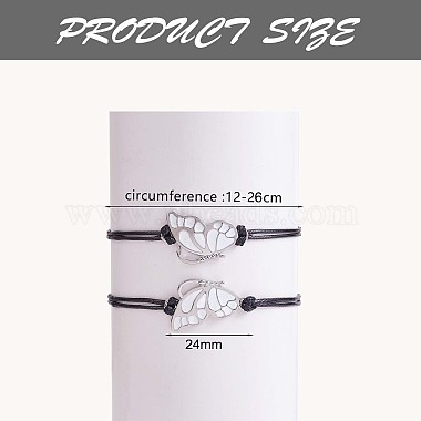 2Pcs White Brass Enamel Butterfly Link Bracelets Set(JB732A)-3